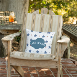 Land Of Free Red & Blue Stars Pattern Patriotic  Cushion