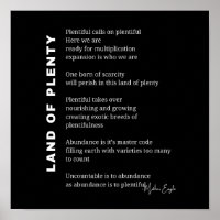 Land of plenty encouragement poem poetry wall post