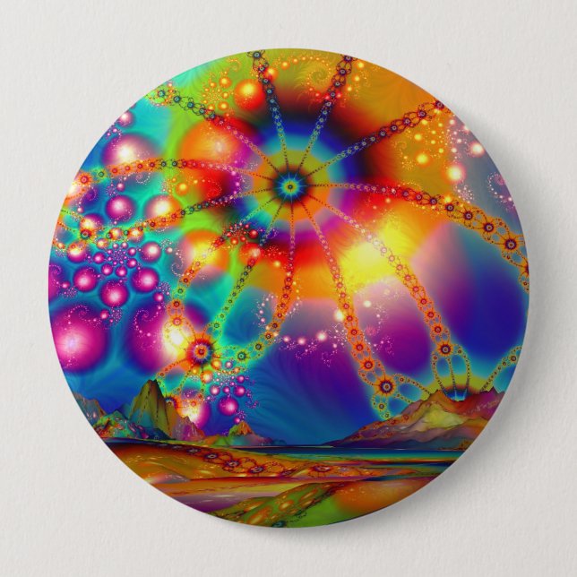 Land of psychedelic illuminations 10 cm round badge (Front)