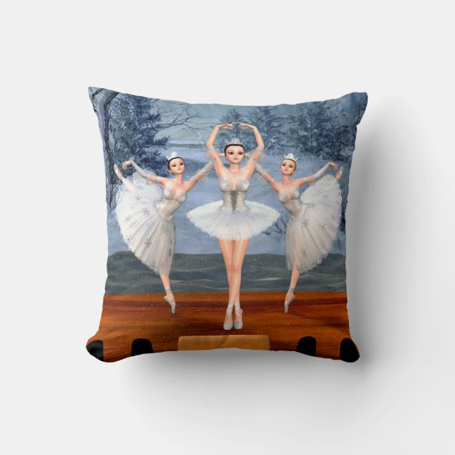 Land of Snow Dancing Ballerinas Cushion (Front)