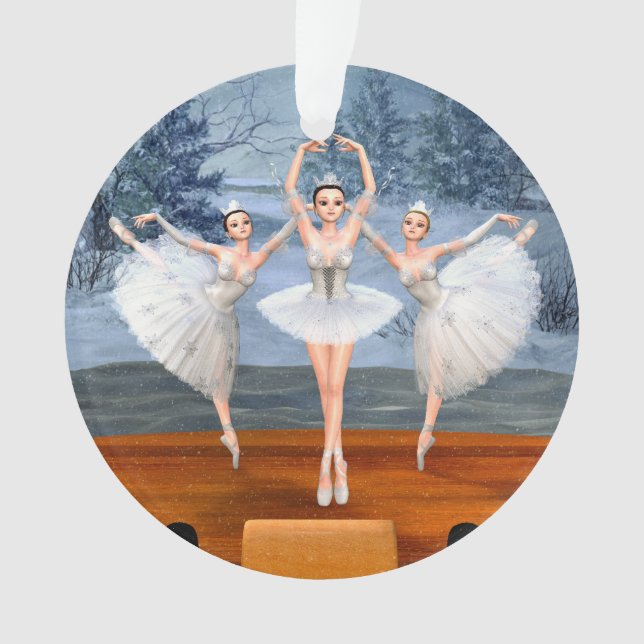Land of Snow Dancing Ballerinas Ornament (Front)