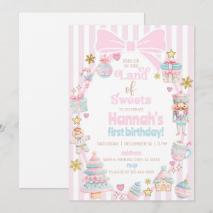 Land of Sweets girl Christmas birthday invite. Invitation