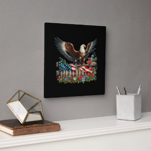 Land of the Free, 250 Years of Freedom Square Wall Clock