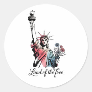 Land of the Free 4th of July Patriotic Classic Round Sticker