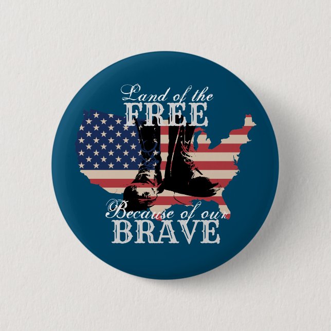 Land of the Free American Freedom 6 Cm Round Badge (Front)
