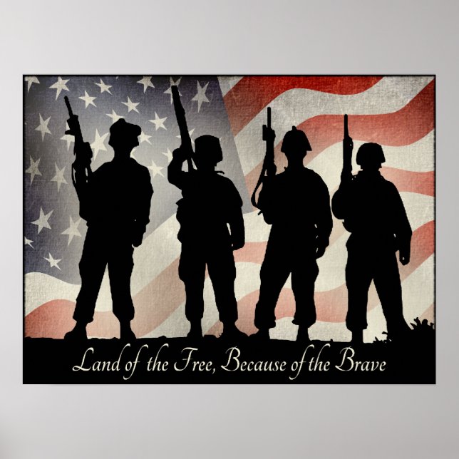 Land of the Free Because of the Brave 24 x 18 Poster (Front)
