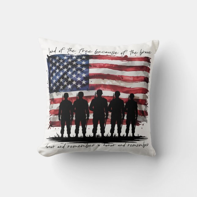 Land of the Free Because of the Brave Cushion (Front)