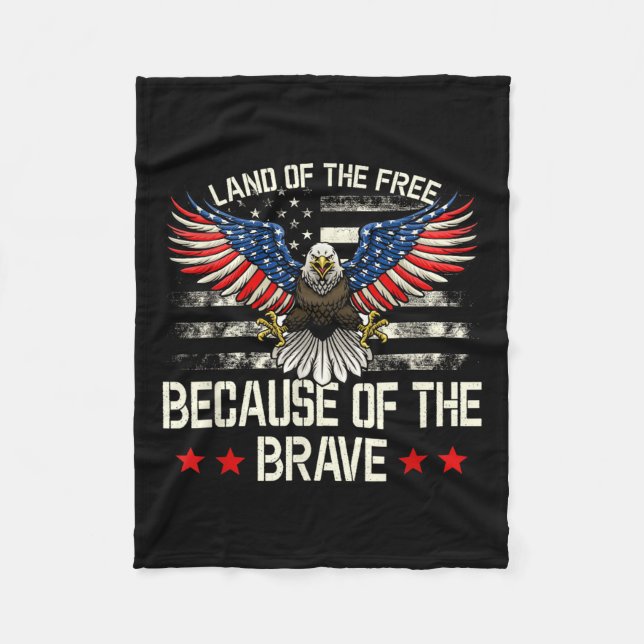 Land Of The Free,because Of The Brave Memorial Fleece Blanket (Front)