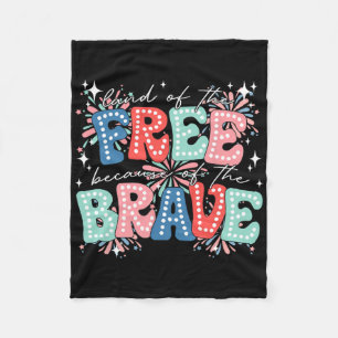 Land Of The Free Because Of The Brave Retro 4th Of Fleece Blanket