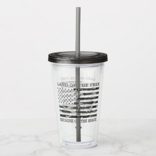 Land Of the Free Because of The Brave Urban Camo Acrylic Tumbler