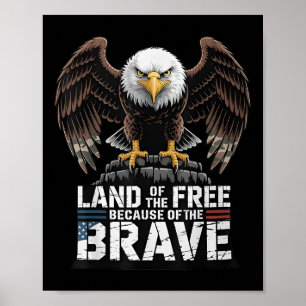 Land Of The Free Because Of The Brave Us Eagle 4th Poster