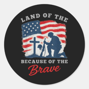 Land Of The Free Because Of The Brave Usa Memorial Classic Round Sticker