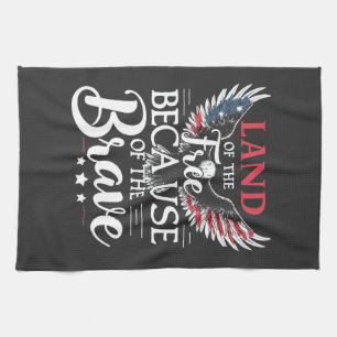 Land of The Free Because of The Brave Veteran's Tea Towel