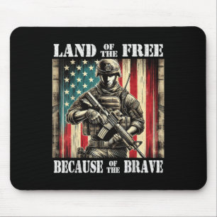 Land Of The Free Brave Military Veterans Day Memor Mouse Pad