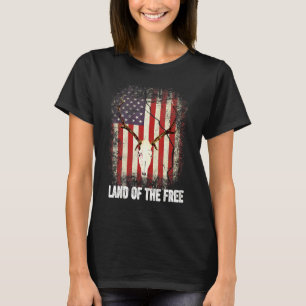 Land Of The Free - Deer Skull 4th Of July American T-Shirt