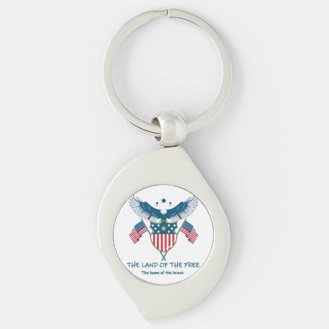 Land of the Free Eagle Metal Keychain (Front)