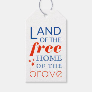 Land of the Free Home of the Brave 4th of July Gift Tags