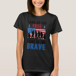 Land Of The Free Home Of The Brave American Flag V T-Shirt
