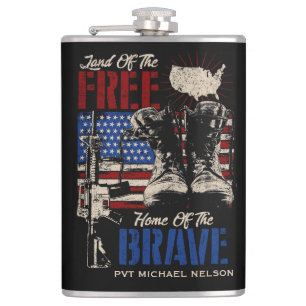 Land of the Free Home of the Brave Hip Flask