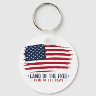 Land of the Free Home of the Brave Patriotic USA Key Ring