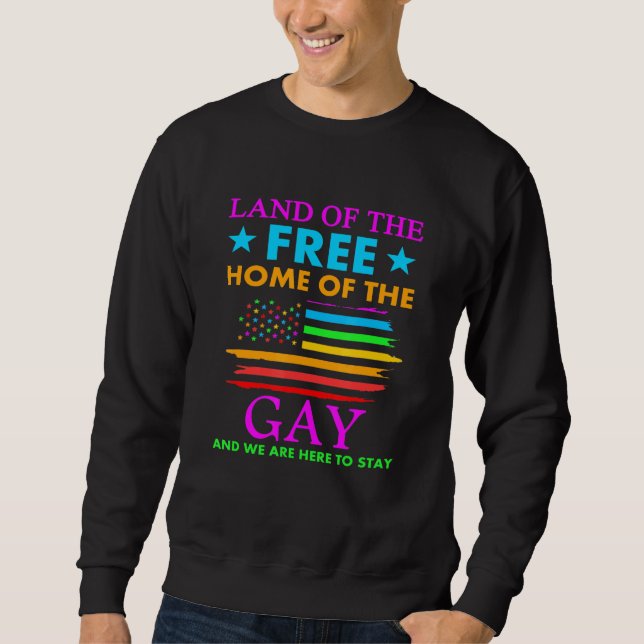 Land Of The Free Home Of The Gay Lgbtq 4th Of July Sweatshirt (Front)