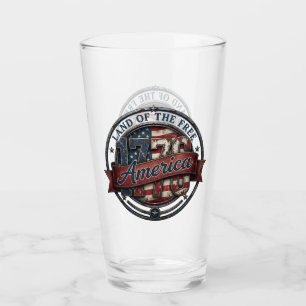 Land of the Free Patriotic Americana Emblem Design Glass