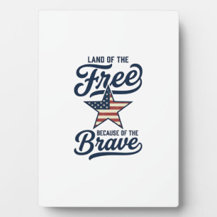Land of the Free Patriotic Vintage Shirt Design_1 Plaque