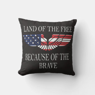 Land of the Free Red White Blue USA Flag Cushion