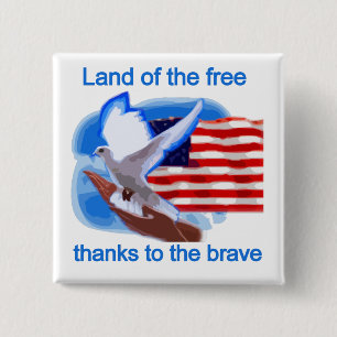 Land of the Free Tshirts and Gifts 15 Cm Square Badge