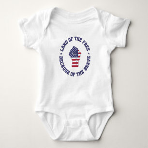 Land of the free USA Flag Patriotic Baby Bodysuit