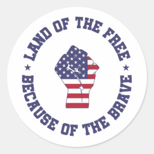 Land of the free USA Flag Patriotic Classic Round Sticker