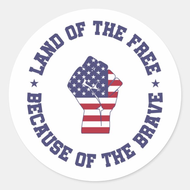 Land of the free USA Flag Patriotic Classic Round Sticker (Front)