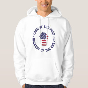 Land of the free USA Flag Patriotic Hoodie