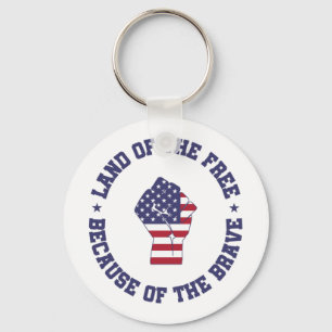 Land of the free USA Flag Patriotic Key Ring