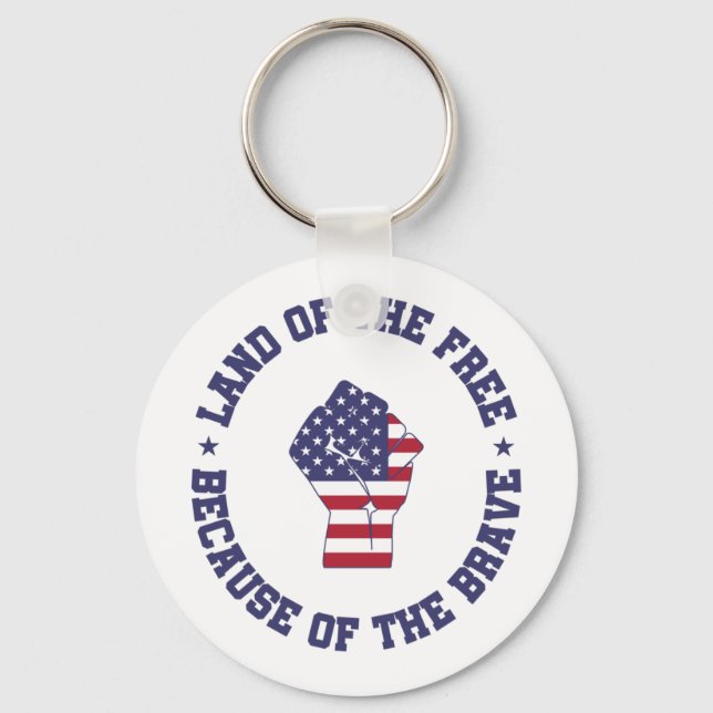 Land of the free USA Flag Patriotic  Key Ring (Front)