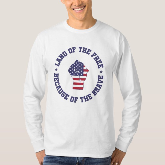 Land of the free USA Flag Patriotic T-Shirt (Front)