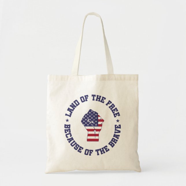 Land of the free USA Flag Patriotic Tote Bag (Front)