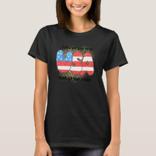 Land Of The Free Usa Leopard American Flag 4th Of T-Shirt