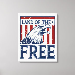 Land of the Free – Vintage USA Eagle Graphic Canvas Print