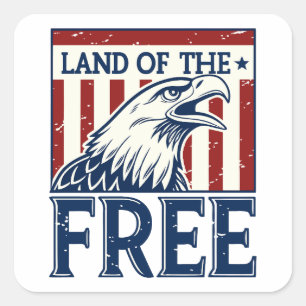 Land of the Free – Vintage USA Eagle Graphic Square Sticker