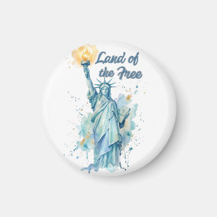 "Land of the Free - Watercolor Statue of Liberty P Magnet