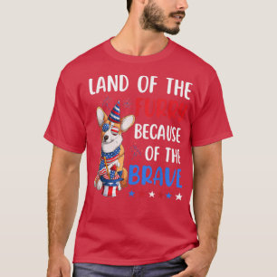 Land Of The Furry Corgi 4th of July Merica USA Ame T-Shirt