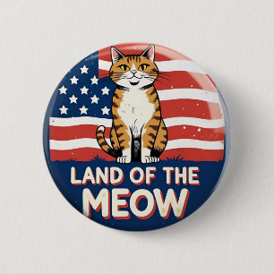 Land of the Meow – Patriotic Cat Button