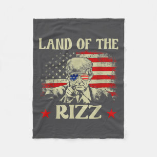 Land Of The Rizz Funny Patriotic Trump 4th Of July Fleece Blanket