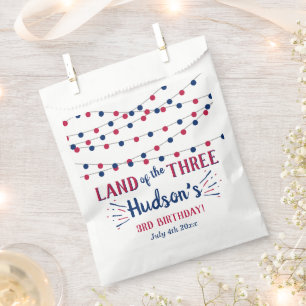 Land Of The Three! 4th Of July 3rd Birthday Party Favour Bags