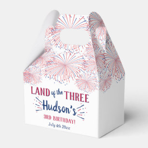 Land Of The Three! 4th Of July 3rd Birthday Party Favour Box