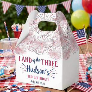 Land Of The Three! 4th Of July 3rd Birthday Party Favour Box