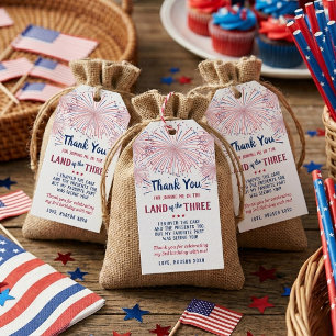 Land Of The Three! 4th Of July 3rd Birthday Party Gift Tags