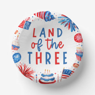 Land Of The Three 4th of July 3rd Birthday Party Paper Plate