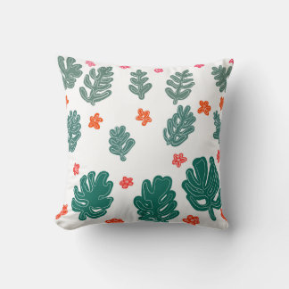 land & sea : doodle pattern flowers & plants cushion